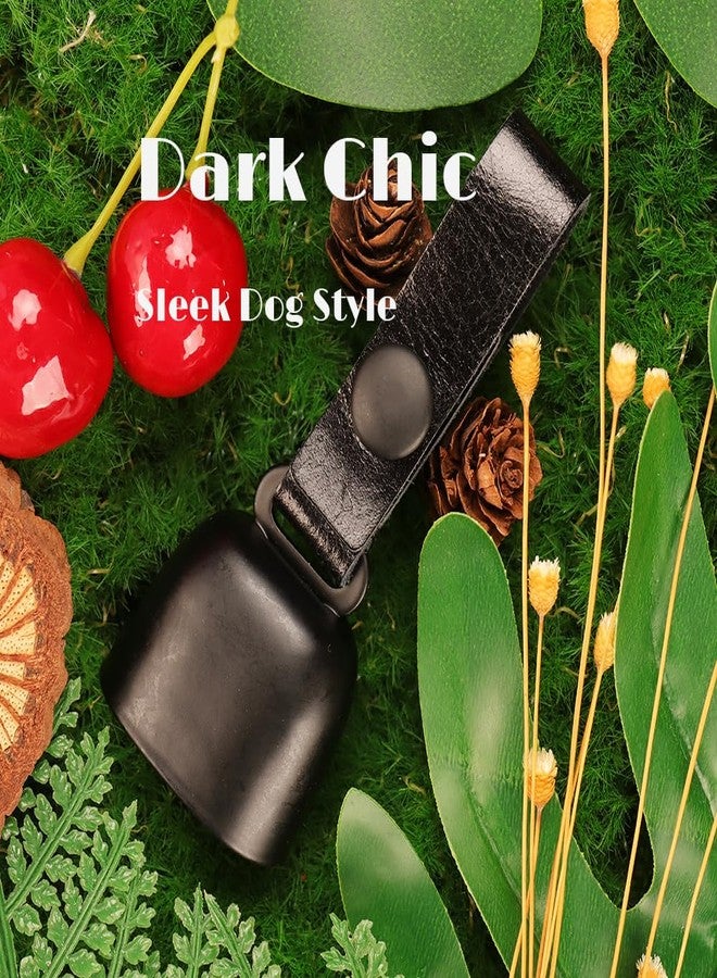 kcrygogo All-Black Dog Bell Set with Genuine Leather Strap, Matte Black Loud Jingle Bell, High-End Stylish Design, Quick Clip, Fits Most Dog Collars, Includes 2 Bells & 2 Pet ID Trackers - Image 4